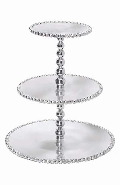Mariposa String Of Pearls Tiered Cupcake Stand In Silver