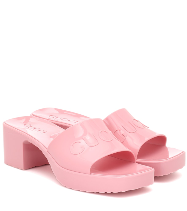 gucci pink heel slides