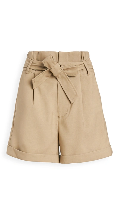 Anine Bing Kinsley Tie Waist Shorts In Sand