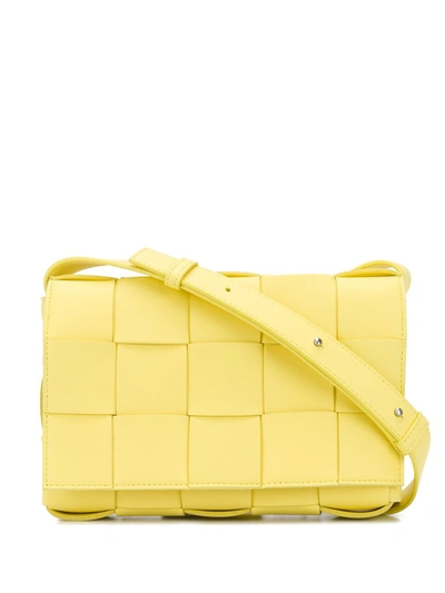 Bottega Veneta Cassette Intrecciato Leather Crossbody Bag In Yellow