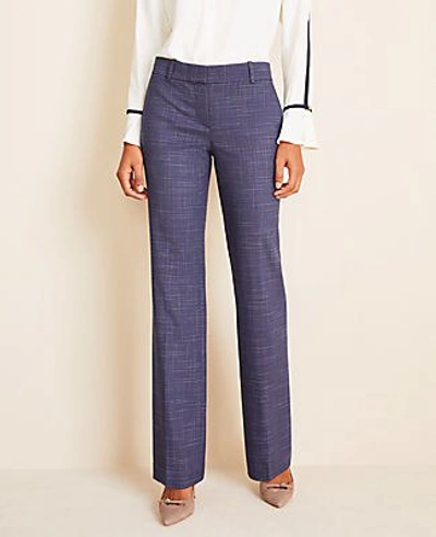 Ann Taylor The Petite Straight Pant In Crosshatch - Curvy Fit In Blue Multi