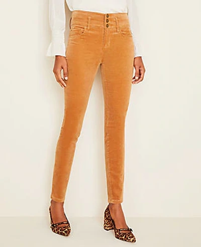 Ann Taylor Petite High Rise 5-pocket Velvet Pants - Curvy Fit In Tanned Khaki