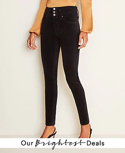 Ann Taylor Petite High Rise 5-pocket Velvet Pants - Curvy Fit In Black