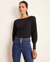 Ann Taylor Petite Ribbed Balloon Sleeve Sweater In Black