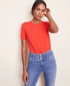 Ann Taylor Petite Seasonless Yarn Sweater Tee In Cayenne Pepper