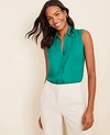 Ann Taylor Petite Sleeveless Essential Shirt In Green Alpine