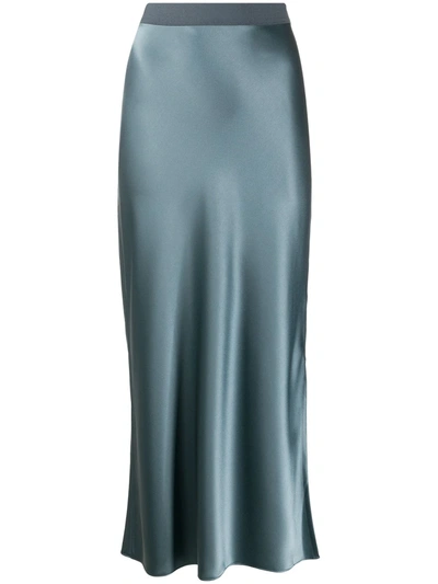 Theory Elastic Waistband Maxi Slip Skirt In Blue