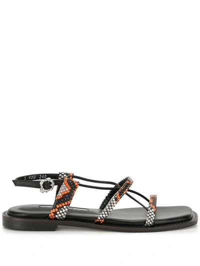 Yuul Yie Harley Cross Python-effect Sandals In Orange