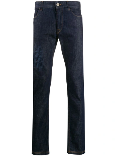 Fendi Rear Ff Motif Detail Jeans In Blue