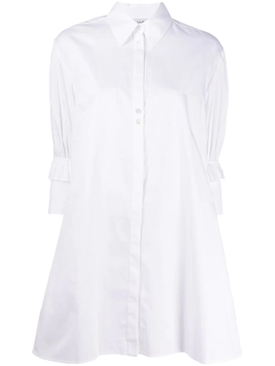 Victoria Victoria Beckham Ruffle-sleeved Mini Shirt Dress In White