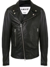 Sword 6.6.44 Zipped Leather Biker Jacket In Black