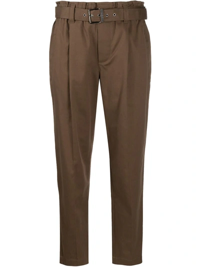 Brunello Cucinelli Belted Straight-leg Trousers In Brown