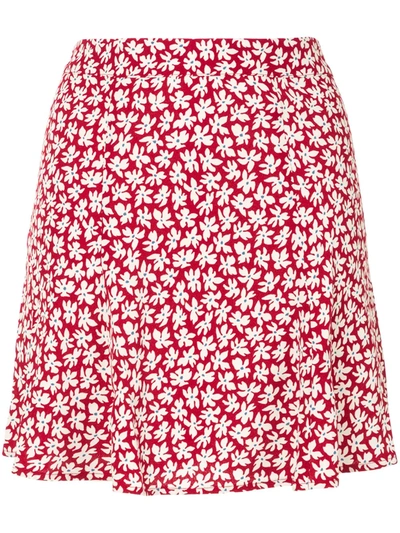 Reformation Flounce Mini Skirt In Red