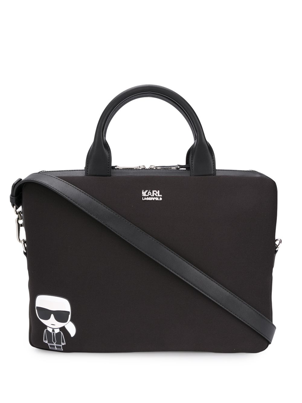 Karl Lagerfeld Logo Plaque Laptop Bag In Black ModeSens