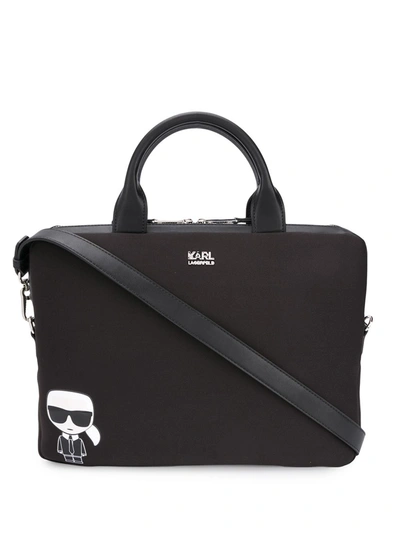 Karl Lagerfeld Logo Plaque Laptop Bag In Black