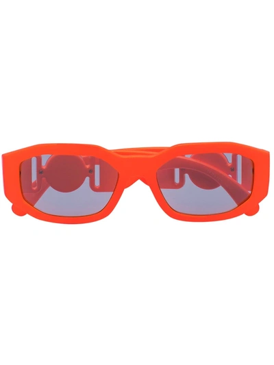 Versace Orange Biggie Rectangular Sunglasses