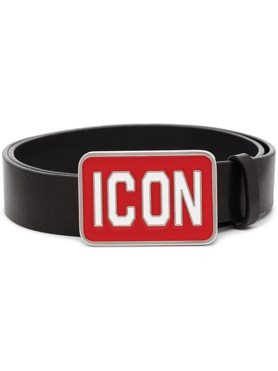 Dsquared2 Icon Leather Belt In Black