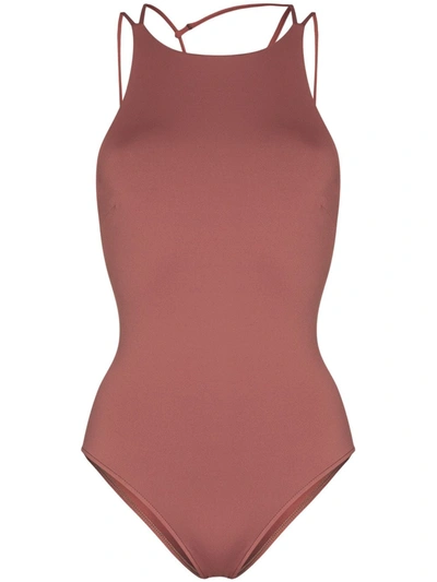 Bondi Born Anais Strap Detail Swimsuit In Brown