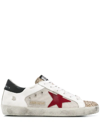 Golden Goose Glitter Panel Low Top Trainers In Gold