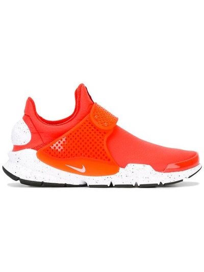 Nike Sock Dart Premium Faux Leather Trainers, Coral In Orange