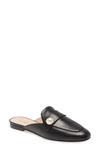 Stuart Weitzman Payson Pearly Mule In Black Leather