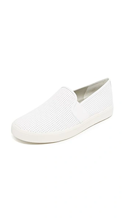 Vince Blair Croc-embossed Leather Slip-on Sneakers In Milk