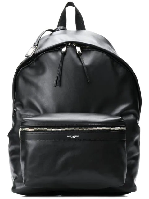 black leather look backpack