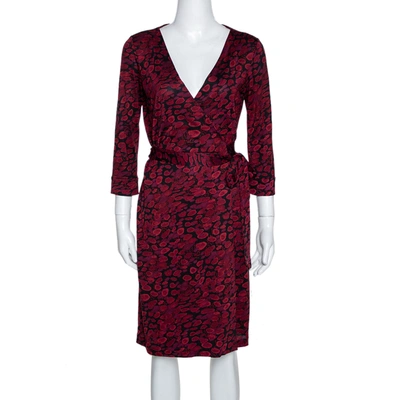 Pre-owned Diane Von Furstenberg Red Silk New Julian Two Wrap Dress M
