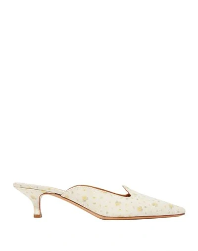 Le Monde Beryl + Sleeper Floral-print Linen-canvas Mules In White