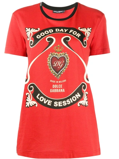 Dolce & Gabbana Red Print Cotton T-shirt
