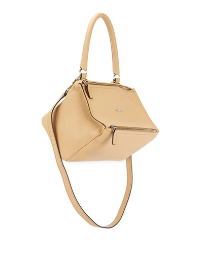 Givenchy Pandora Small Beige Leather Shoulder Bag In Neutrals