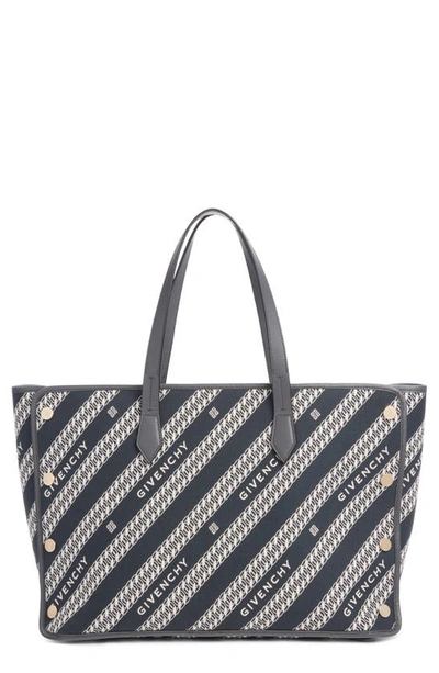 Givenchy Bond Medium Canvas And Leather Tote Bag In Oil Blue