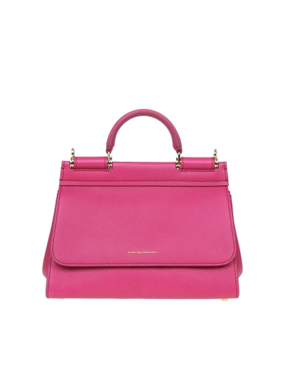 Dolce & Gabbana Sicily Fuchsia Leather Handbag In Pink