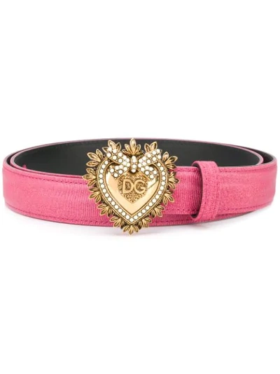 Dolce & Gabbana Luxury Leather Devotion Belt In Pink