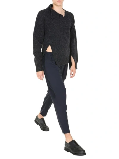 Marni Destroyed Neck Shetland Knit In Grey | ModeSens