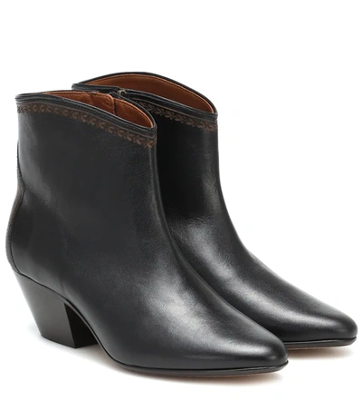 Isabel Marant Dacken Leather Ankle Boots In Black