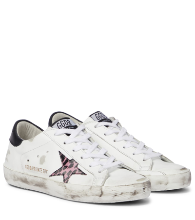 Golden Goose Superstar Leather Sneakers In Lnc-white Leather-olographic L