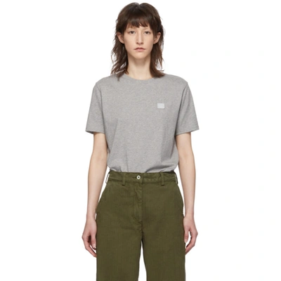 Acne Studios Grey Nash Face T-shirt In Lt Grey Mlg