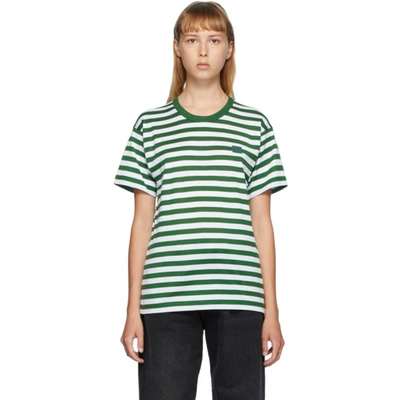 Acne Studios Classic Fit Striped T-shirt Deep Green In Bgo Deep Gr