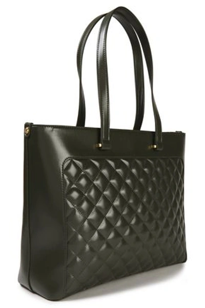 Love Moschino Quilted Faux Leather Tote In Dark Green