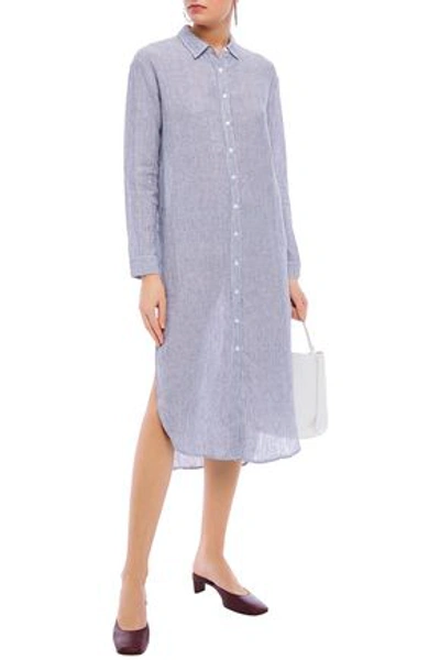 Stateside Striped Linen Midi Shirt Dress In Navy