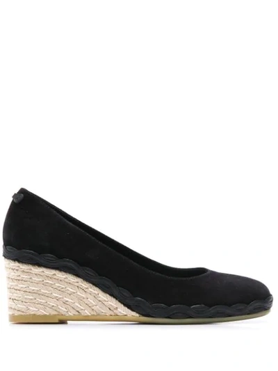 Ferragamo Capraia Espadrille Wedge Pumps In Black