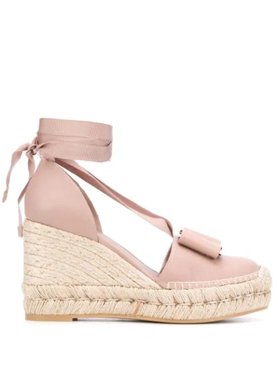 Ferragamo Geranio Espadrille Wedges In Neutrals