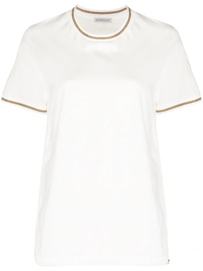 Moncler T-shirt With Sparkling Details In White
