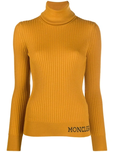 Moncler Ribbed Rollneck Jumper In Yellow