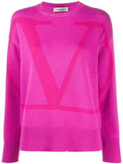 Valentino Vlogo Cashmere Jumper In Purple