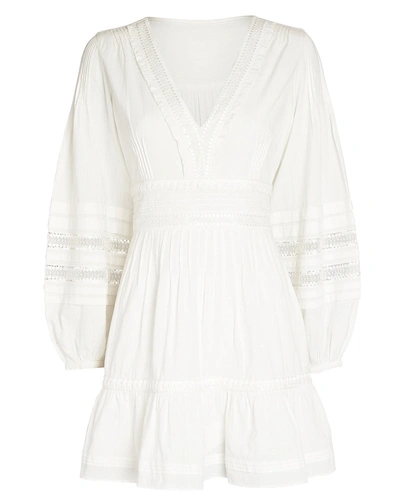 Intermix Bettina Cotton Peasant Mini Dress In Ivory