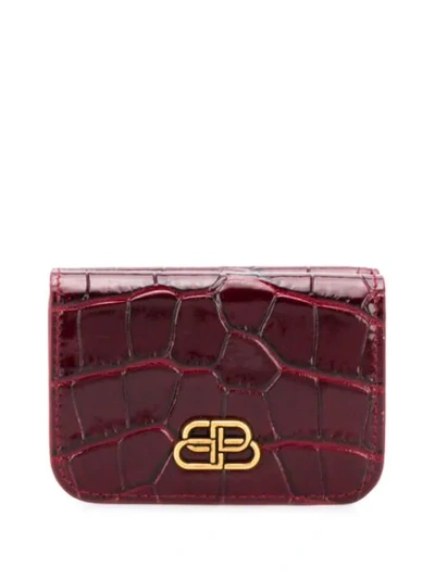 Balenciaga Wallet Shiny Embossed In Red