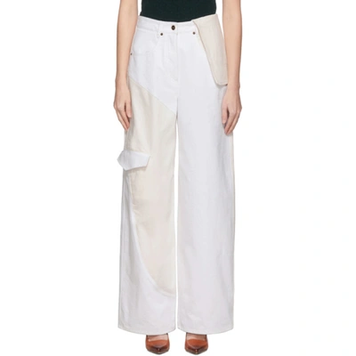 Jacquemus Panelled Wide-leg Jeans In White/beige