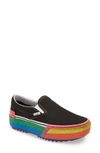 Vans Classic Slip-on Glitter Stacked Platform Sneaker In Black